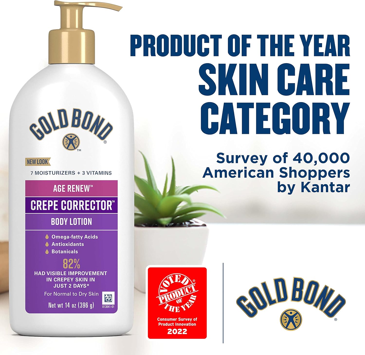 Gold Bond Age Renew Crepe Corrector Body & Face Lotion, Replenishing & Smoothing Formula, 14 oz.