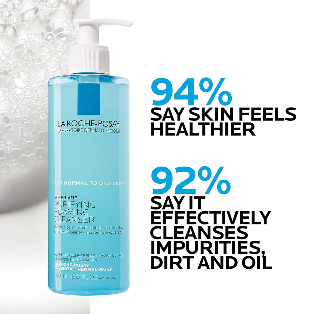 La Roche-Posay Toleriane Purifying Foaming Facial Cleanser, Niacinamide & Ceramides, Pore Cleanser