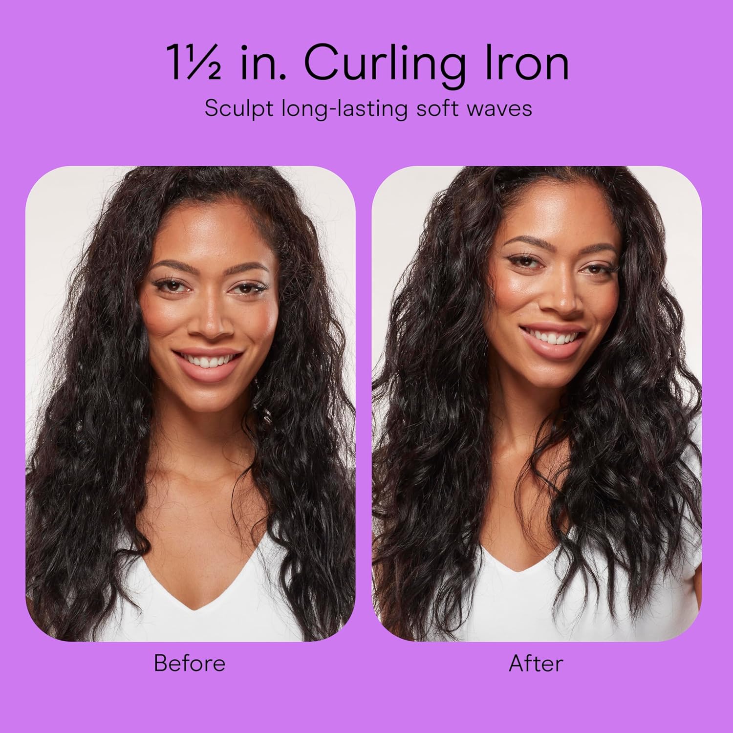 Conair Double Ceramic 1 1/2-Inch Curling Iron, barrel produces soft waves – for use on medium &long
