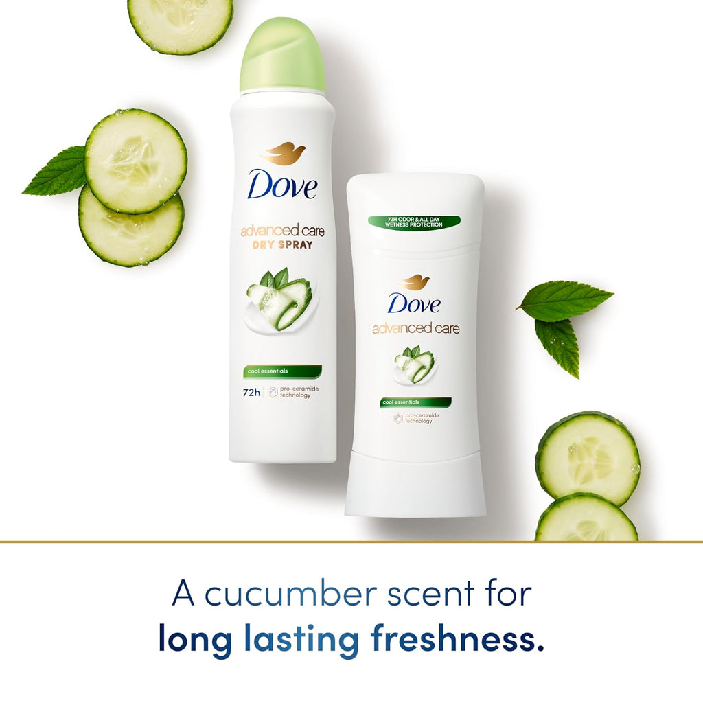 Dove Advanced Care Antiperspirant Deodorant Stick Cool Essentials, skin barrier repair, pro ceramide
