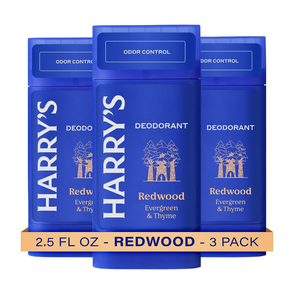 Harry's Aluminum Free Deodorant for Men - Odor Control, Redwood Scent, 2.5 Oz, 3-Pack