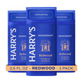 Harry's Aluminum Free Deodorant for Men - Odor Control, Redwood Scent, 2.5 Oz, 3-Pack