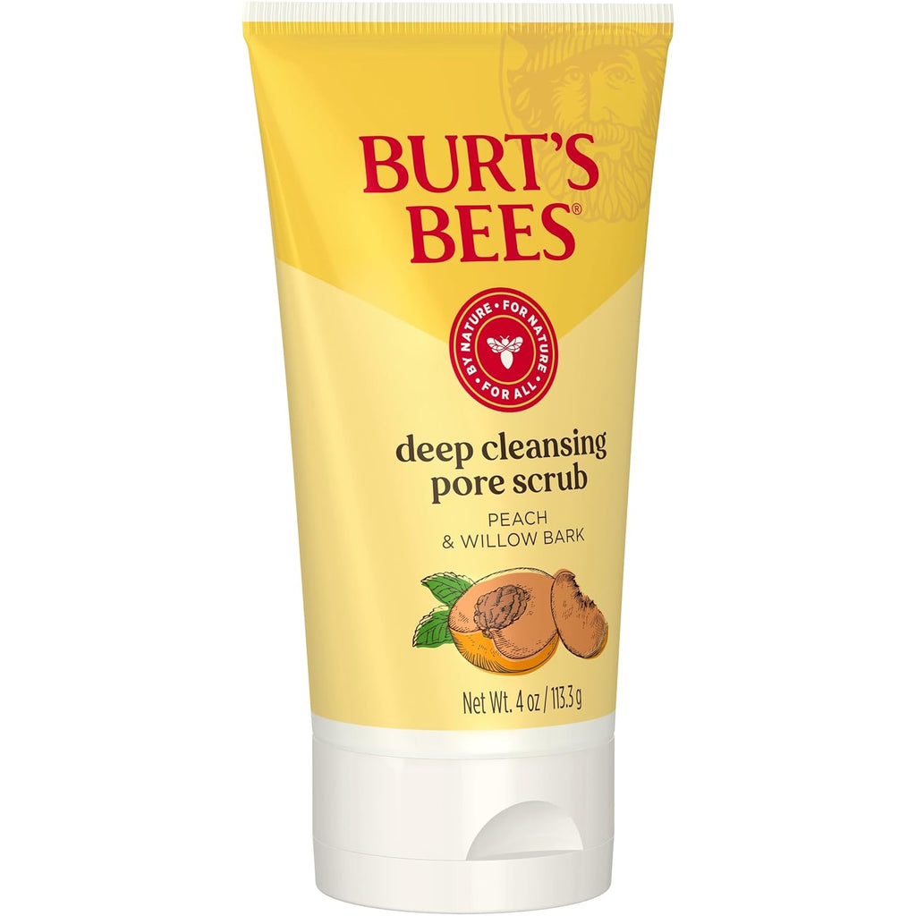 Burt's Bees Deep Cleansing Pore Scrub with Peach and Willow Bark, 4 Ounces, Pack of 3