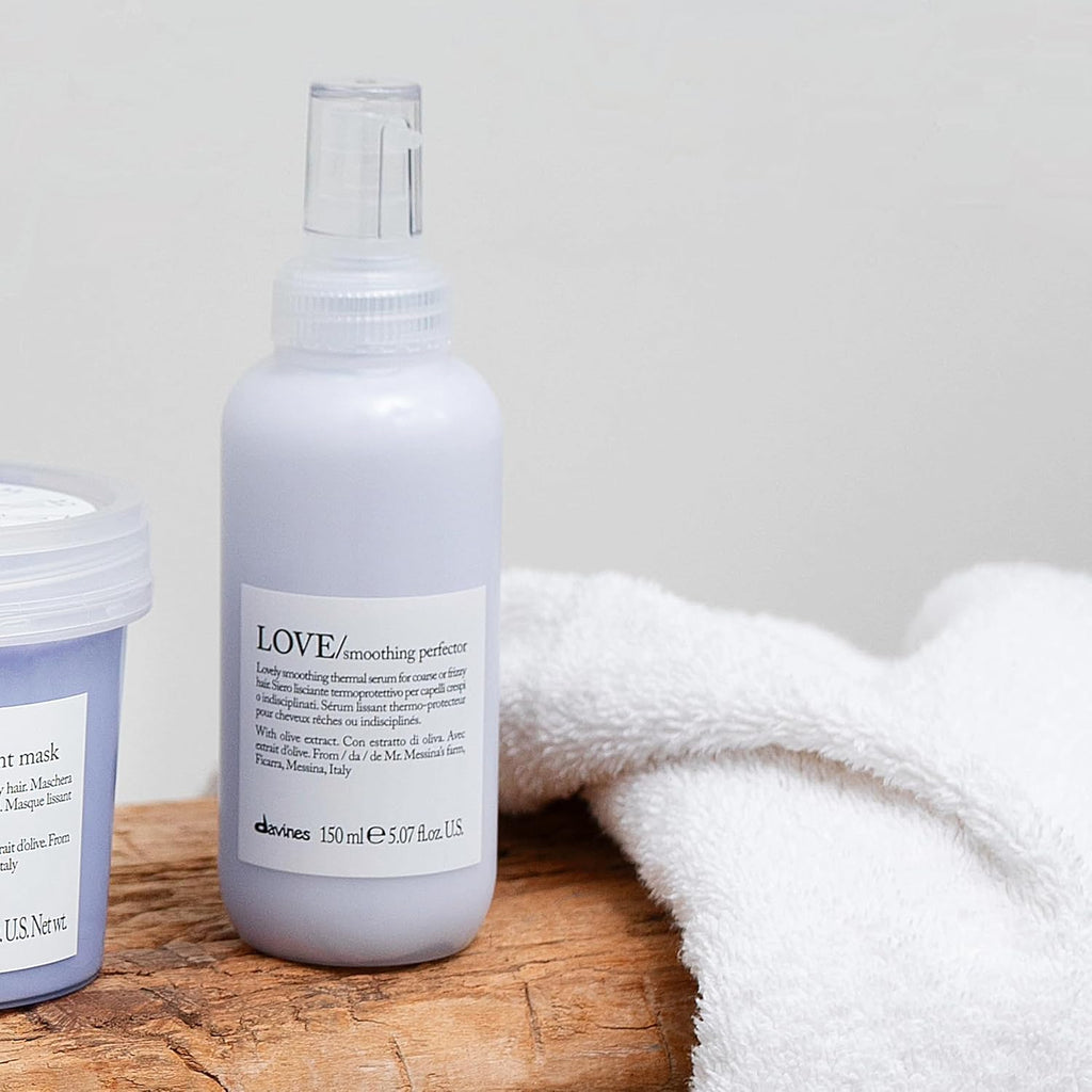 Davines LOVE Smoothing Perfector, Thermal Serum For Coarse Or Frizzy Hair, Tame & Nourish, 5.07 fl o