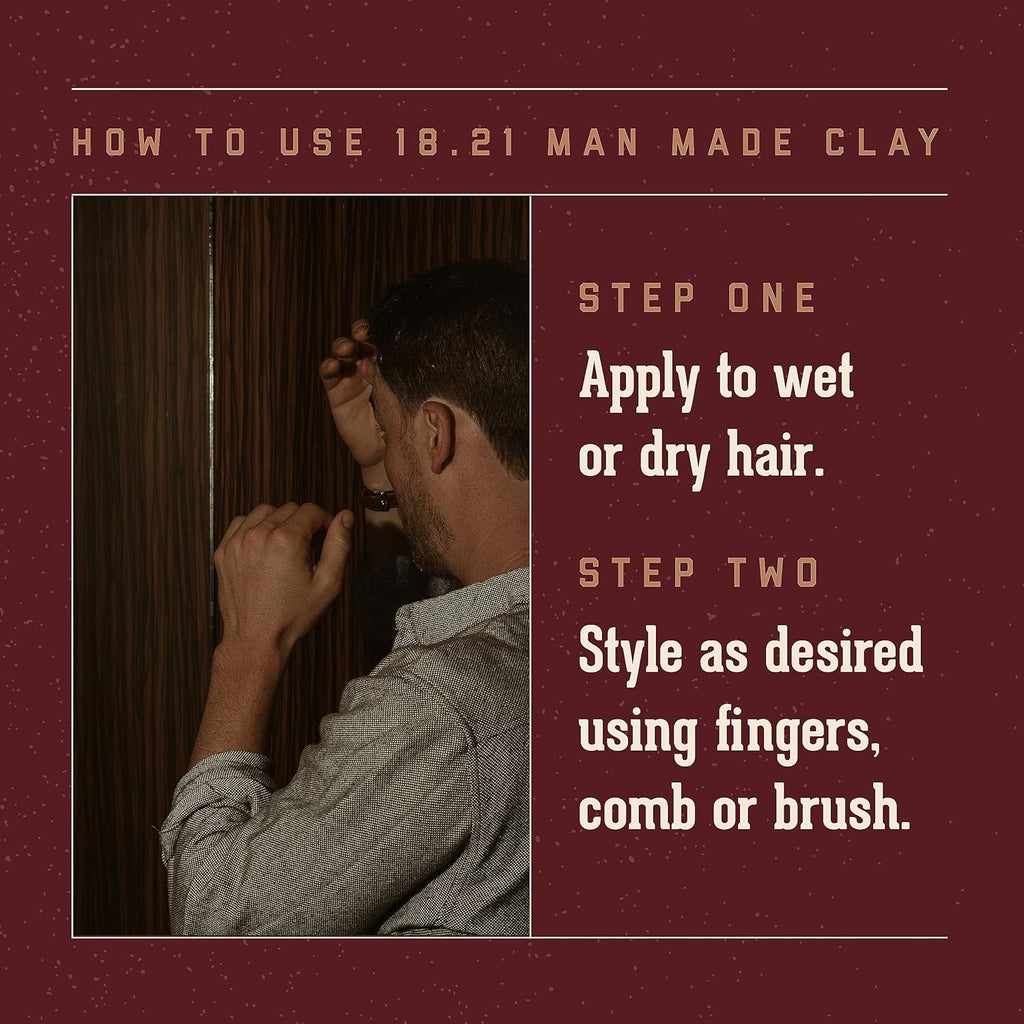 18.21 Man Made Hair Styling Product, 2oz. Original Sweet Tobacco Scent in Clay with Matte Finish