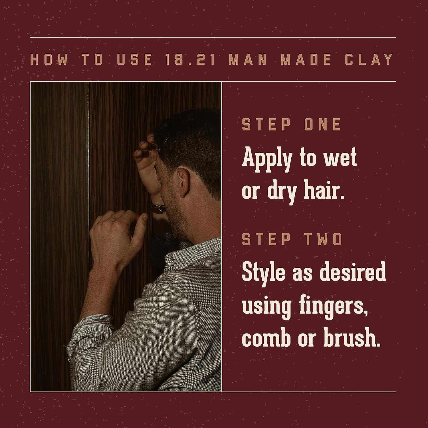 18.21 Man Made Hair Styling Product, 2oz. Original Sweet Tobacco Scent in Clay with Matte Finish