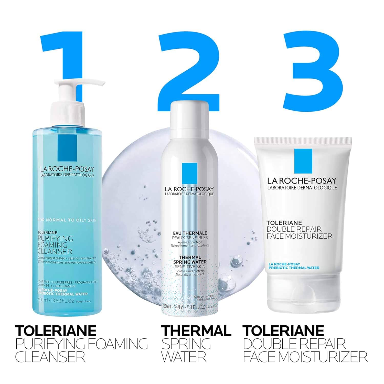 La Roche-Posay Toleriane Purifying Foaming Facial Cleanser, Niacinamide & Ceramides, Pore Cleanser