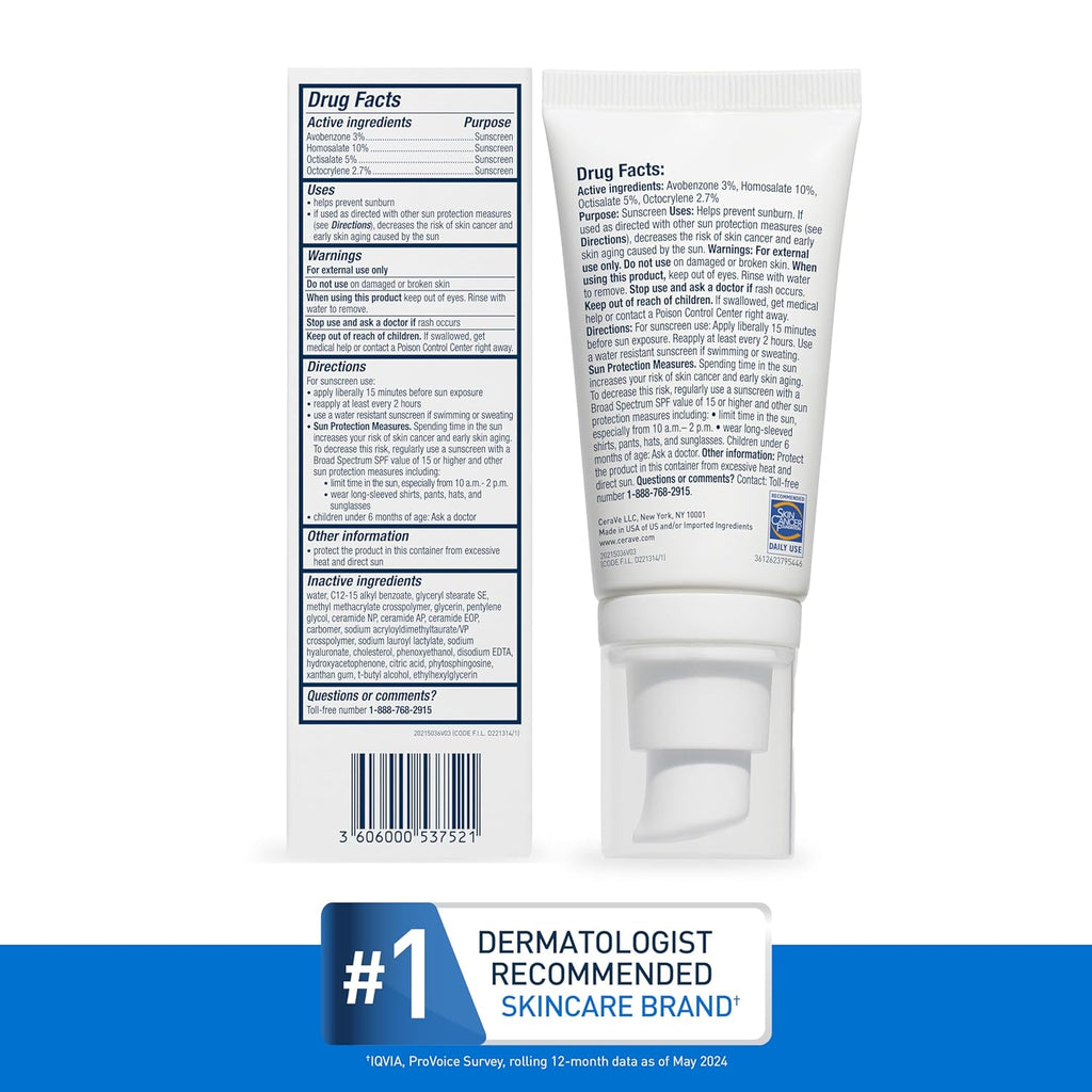 CeraVe Ultra-Light Moisturizing Lotion With SPF30, Daily for Face, Hyaluronic Acid &Ceramides, Matte