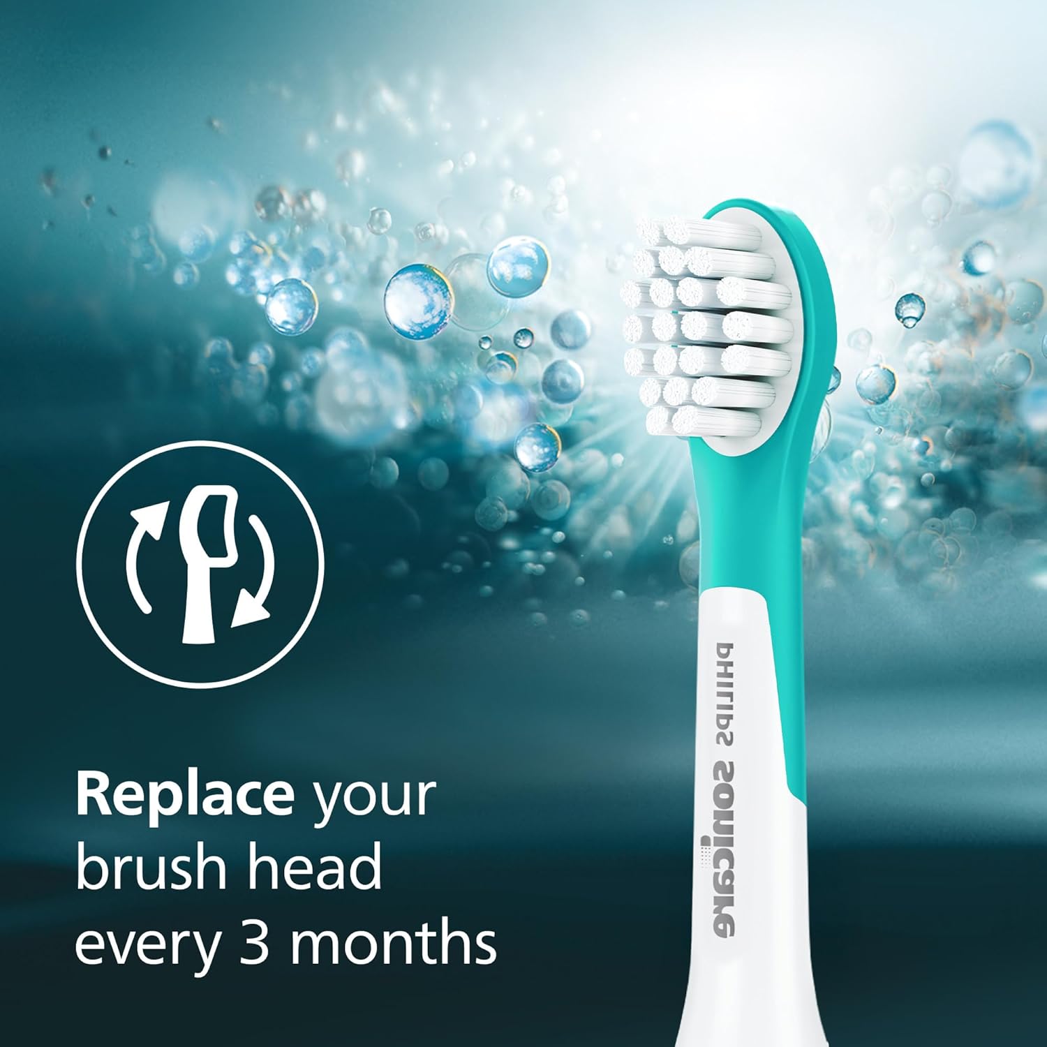 Philips Sonicare for Kids 3+ Genuine Replacement Toothbrush Heads, 2pk, Turquoise &White, HX6032/94