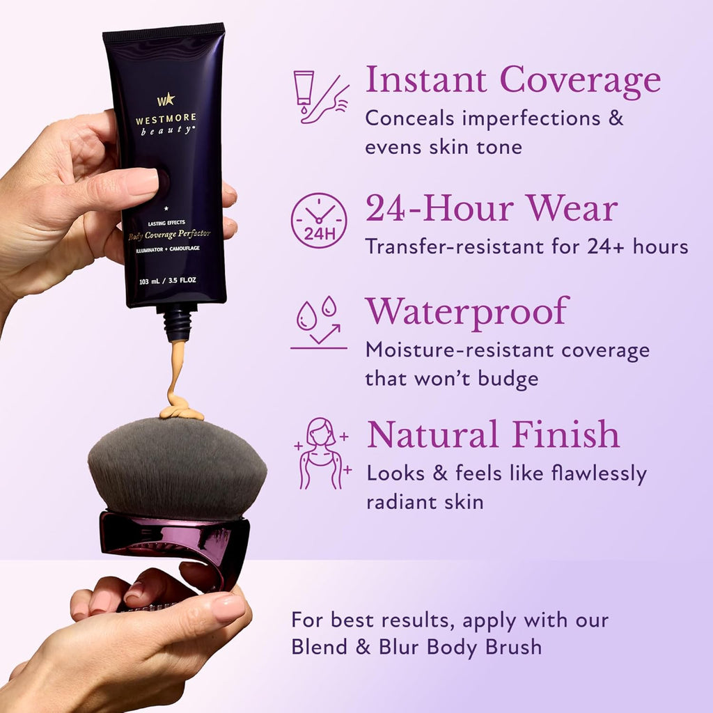 Westmore Beauty Body Coverage Perfector – Waterproof Leg & Body, Tattoo Cover Up Makeup, 7 oz.