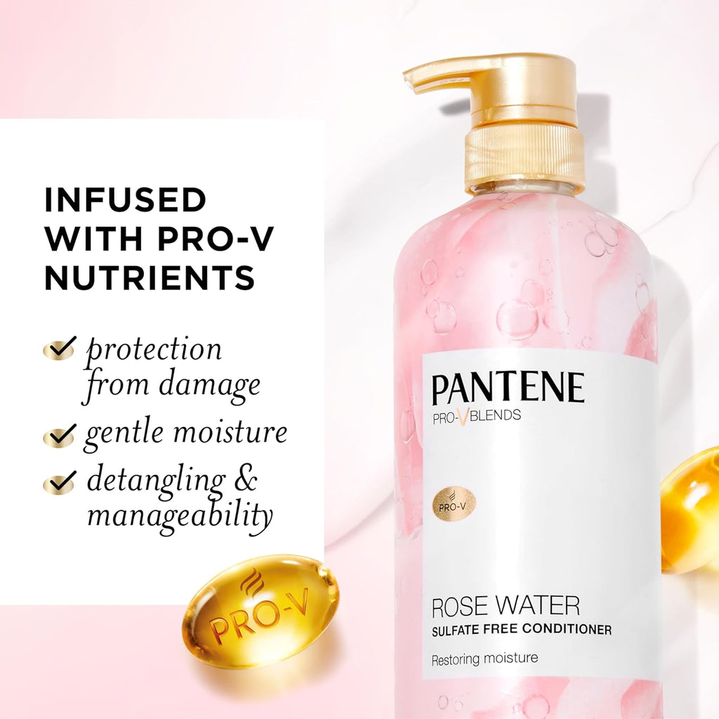 Pantene Rose Water Conditioner, Soothes, Replenishes Hydration, Nutrients, Vitamin B5, Antioxidants