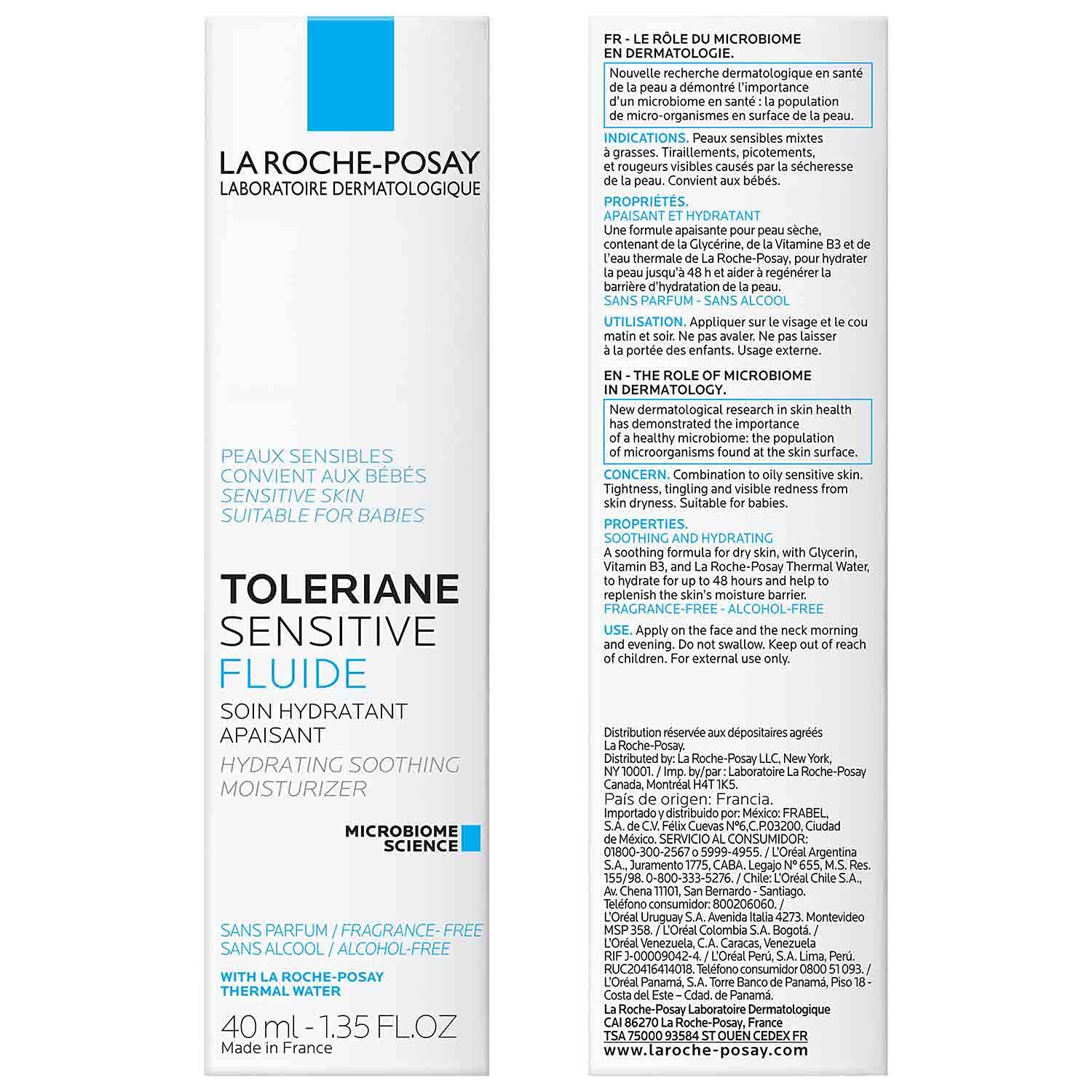 La Roche-Posay Toleriane Sensitive Fluide Protective Moisturizer, Lightweight Oil-Free Face Moisture