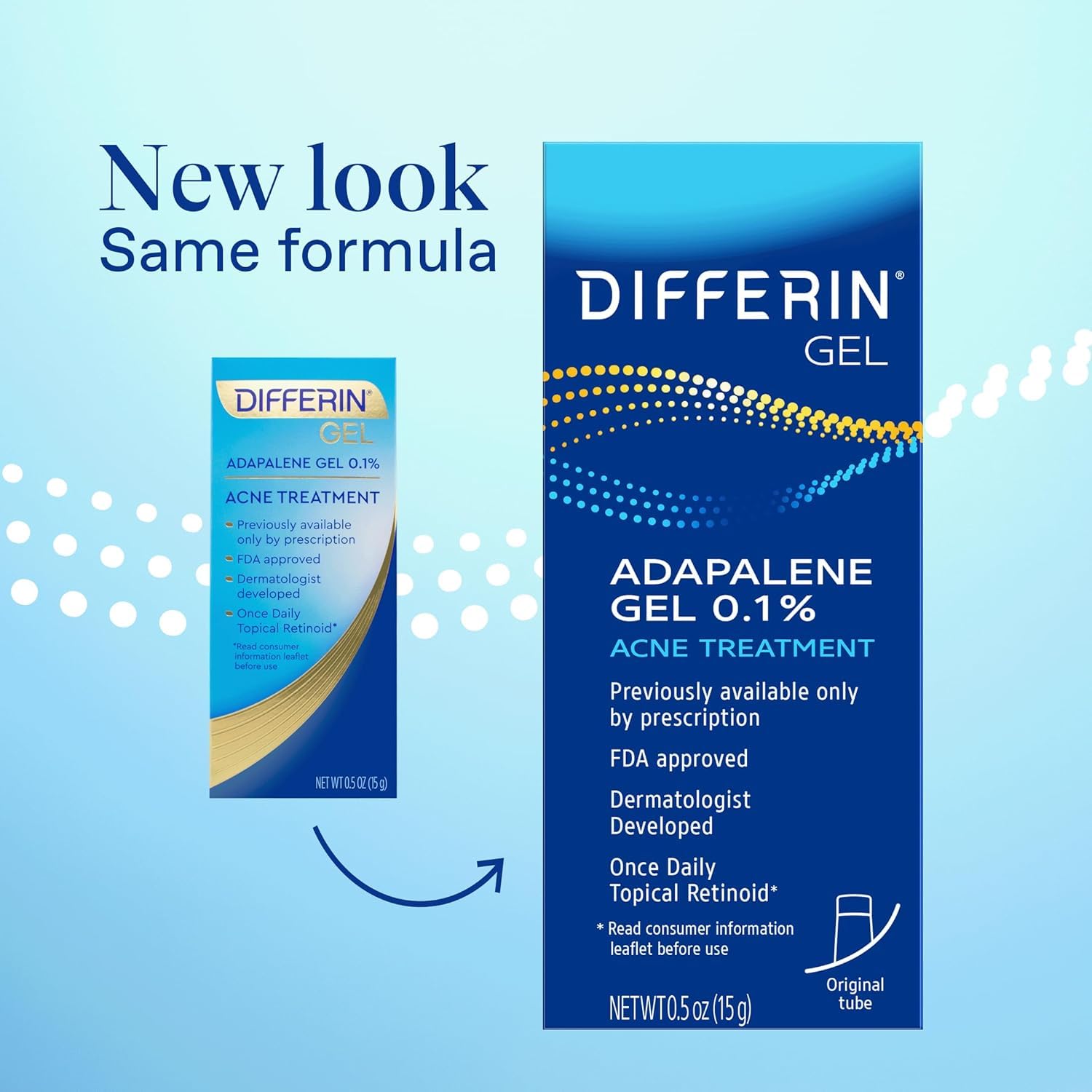 Differin Acne Treatment Gel, 60 Day Supply, Retinoid Treatment for Face with 0.1% Adapalene, Gentle