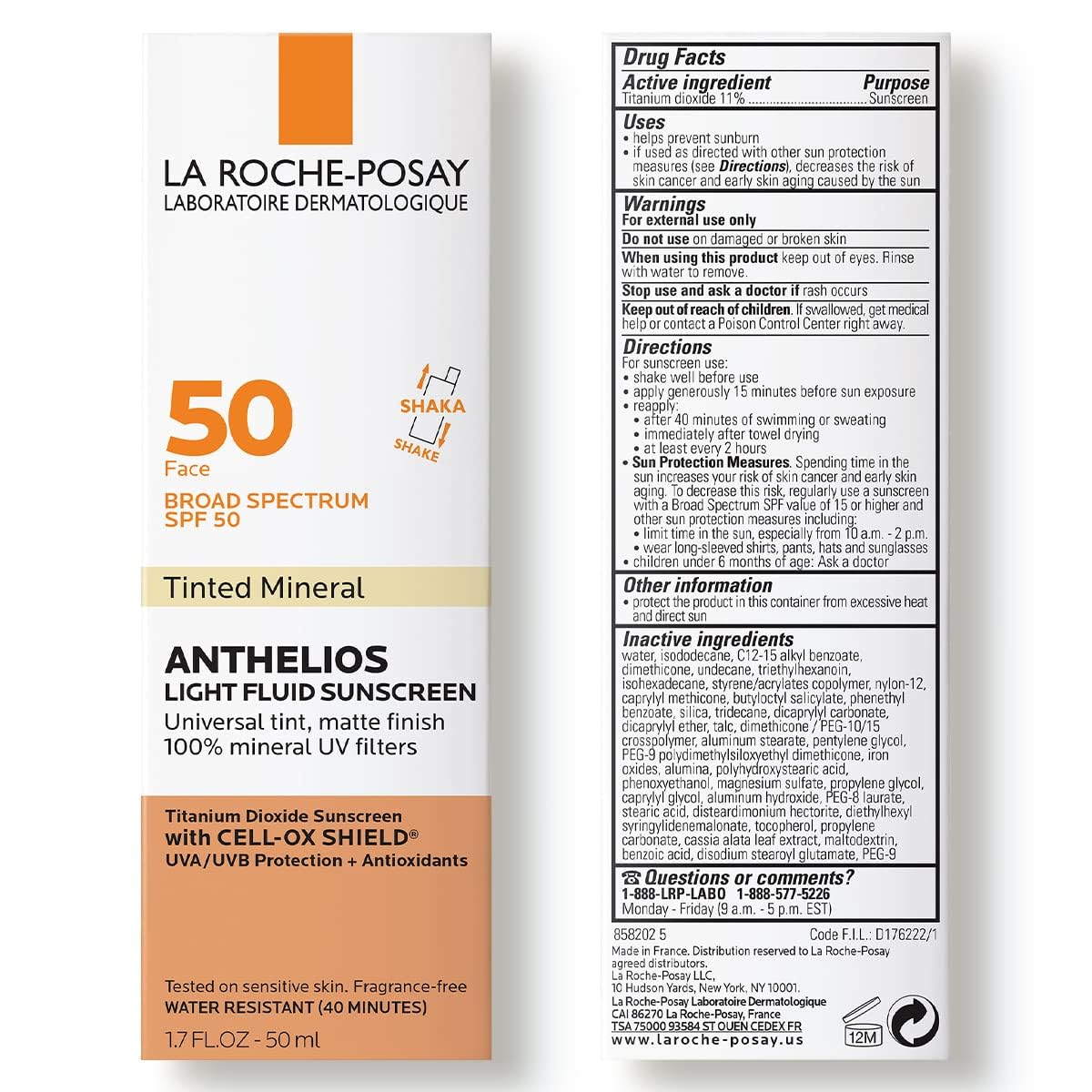 La Roche Posay Anthelios 50 Mineral Tinted Ultra Light Sunscreen Fluid 50ml/1.7oz