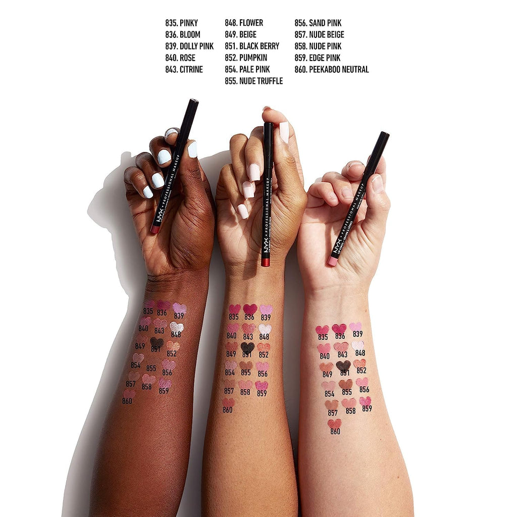 NYX PROFESSIONAL MAKEUP Slim Lip Liner Set, Long-Lasting Creamy Lip Liner Pack Of 3
