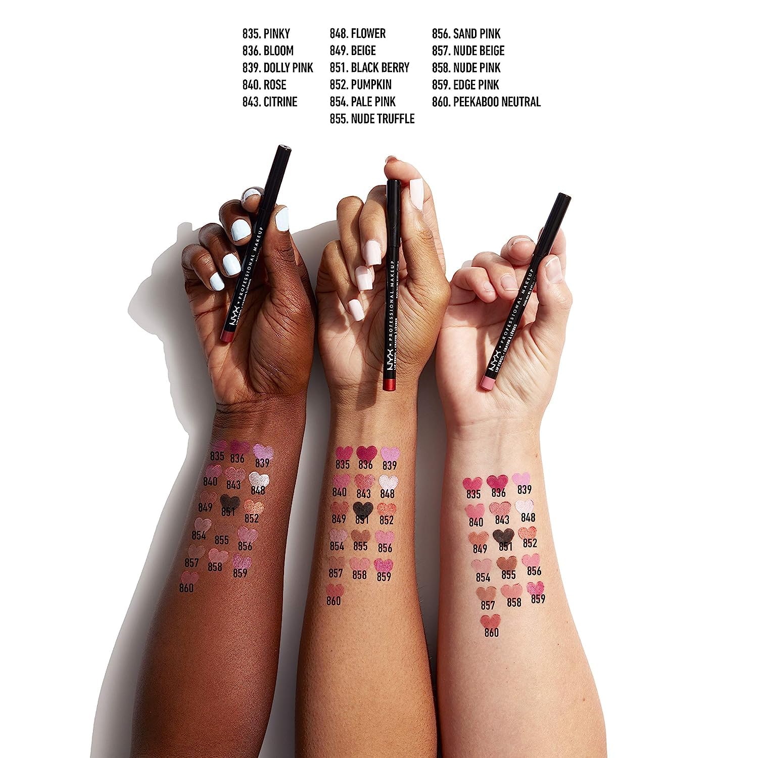 NYX PROFESSIONAL MAKEUP Slim Lip Liner Set, Long-Lasting Creamy Lip Liner Pack Of 3