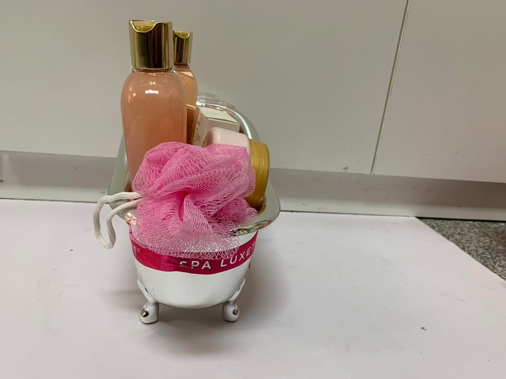 spa luxetique Gift Bath Set For Women, 8 Pcs Rose Spa Basket | Bubble Bath, Shower Gel, Body Lotion
