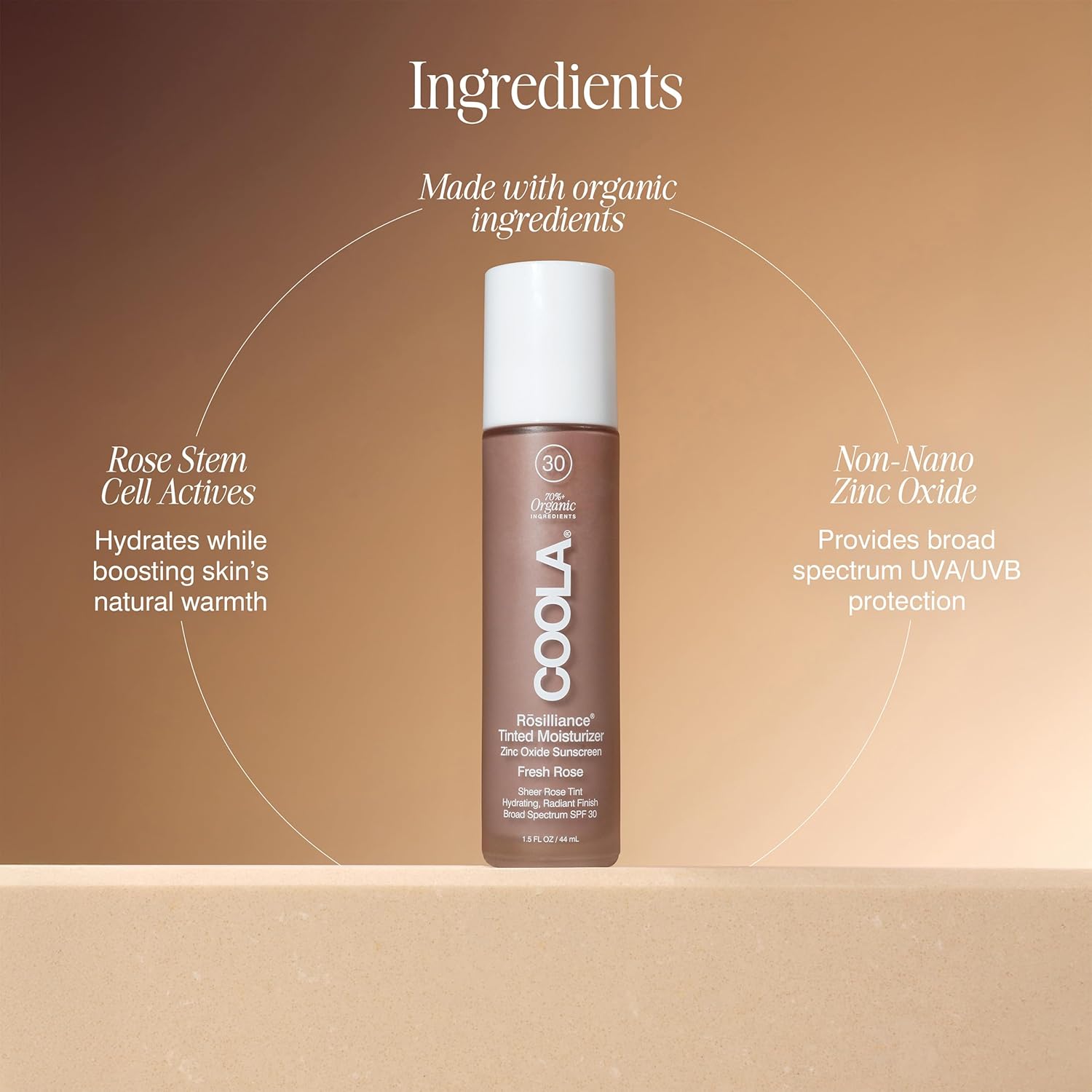 COOLA Organic Rosilliance BB Cream with SPF 30, Tinted Moisturizer Sunscreen & Foundation