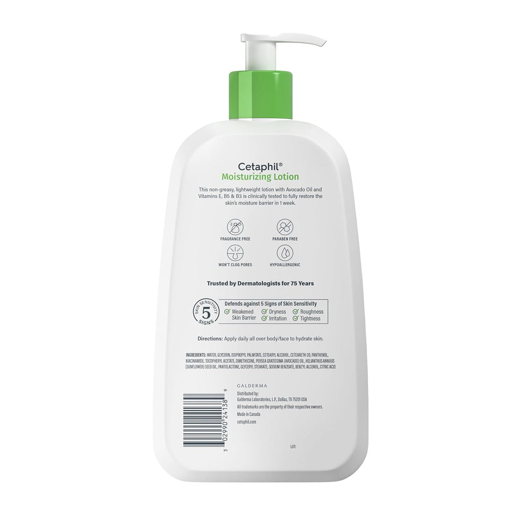 Cetaphil Face &Body Moisturizer, Hydrating Lotion for All Skin Types, Fragrance Free, Hypoallergenic