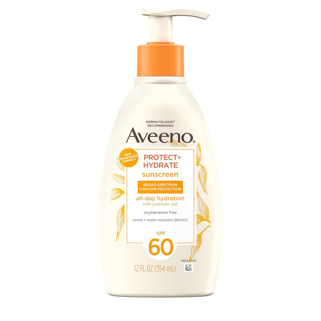 Aveeno Protect +Hydrate Sunscreen Moisturizing Body Lotion with Prebiotic Oat, Broad Spectrum SPF 60