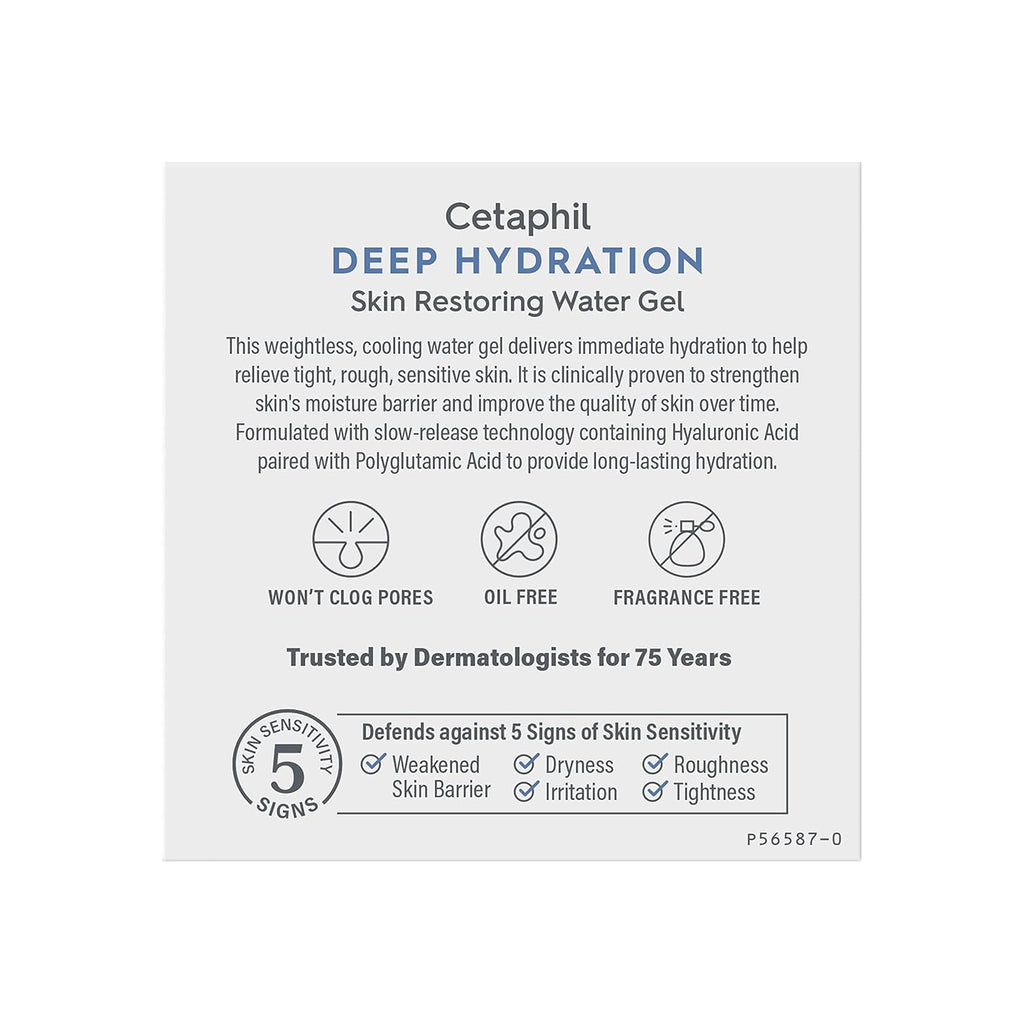 Cetaphil Deep Hydration Skin Restoring Water Gel | Hyaluronic &Polyglutamic Acid, Face Moisturizer