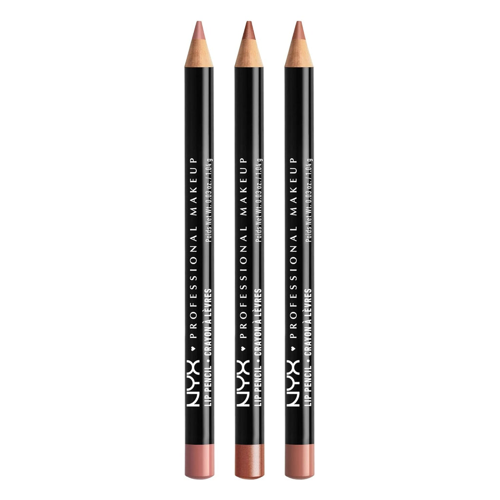 NYX PROFESSIONAL MAKEUP Slim Lip Liner Set, Long-Lasting Creamy Lip Liner Pack Of 3