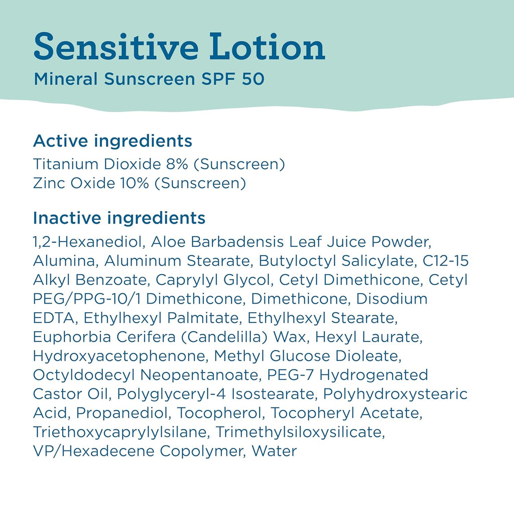 BLUE LIZARD Sensitive Mineral Sunscreen with Zinc Oxide 50+ Water Resistant UVAUVB Protection, SPF50