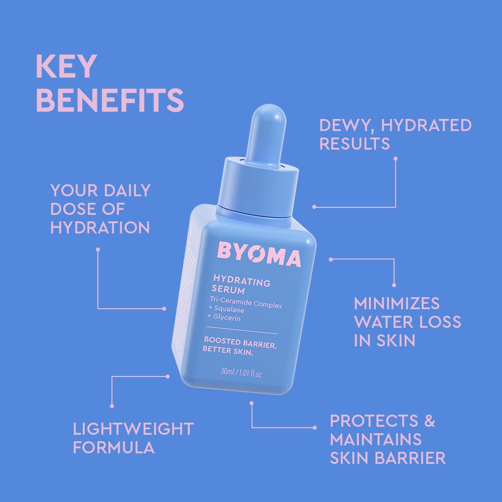 BYOMA Hydrating Serum - Moisturizing Facial Serum with Squalane, Glycerin &Ceramides, Hydrating Glow