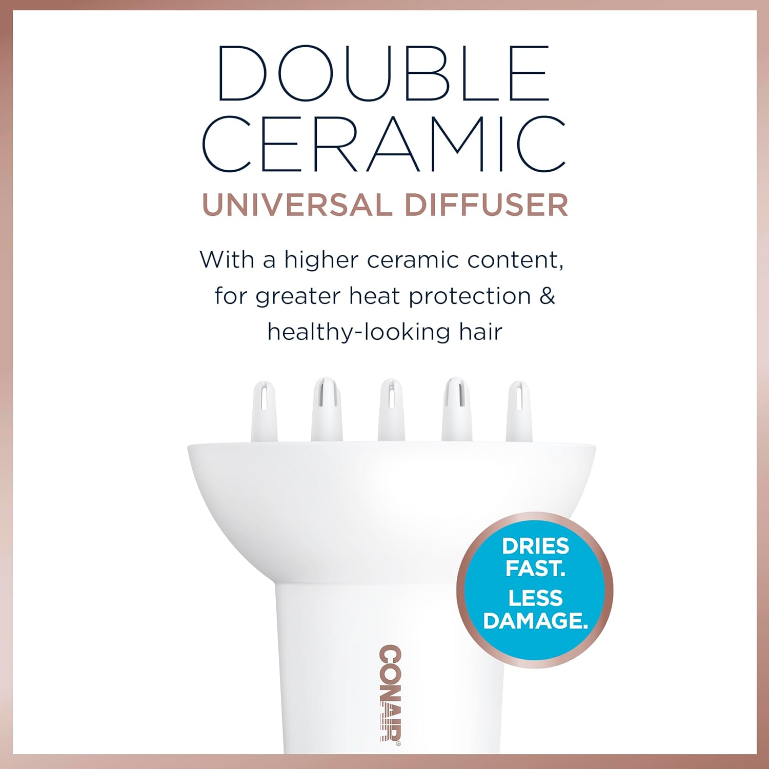 Conair Double Ceramic Universal Diffuser, Adjustable Hair Dryer Attachment for Frizz-Free Curls