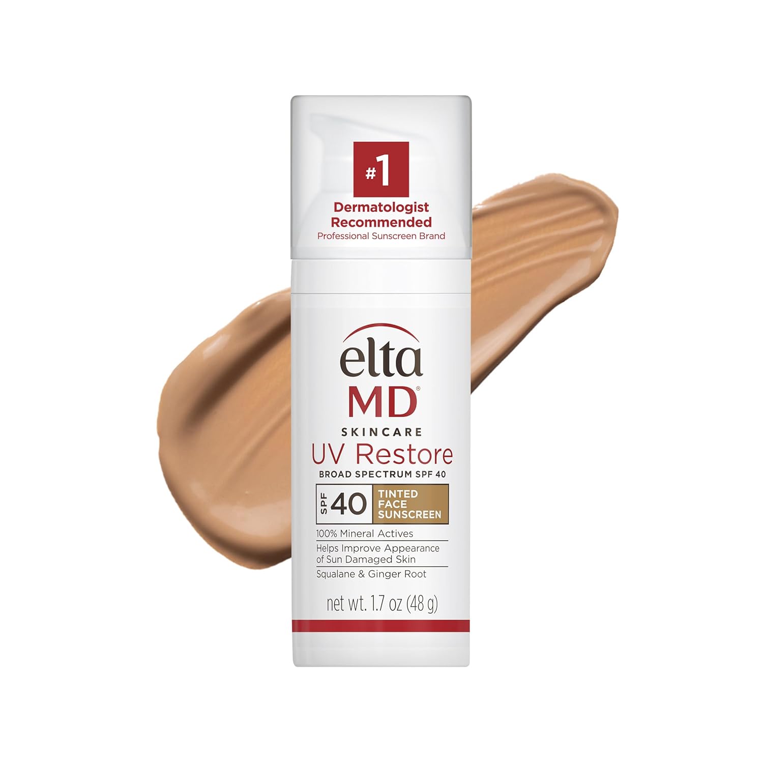 EltaMD UV Restore Tinted Sunscreen for Face SPF 40, Tinted Mineral Sunscreen for Sun Damaged Skin