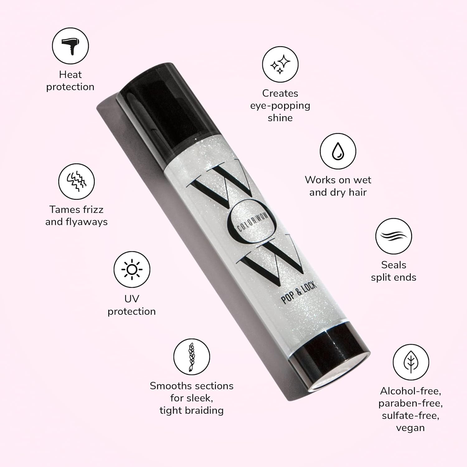 COLOR WOW Pop + Lock High Gloss Finish – Frizz Control Serum | Prevent Color Fade, Seal Split Ends