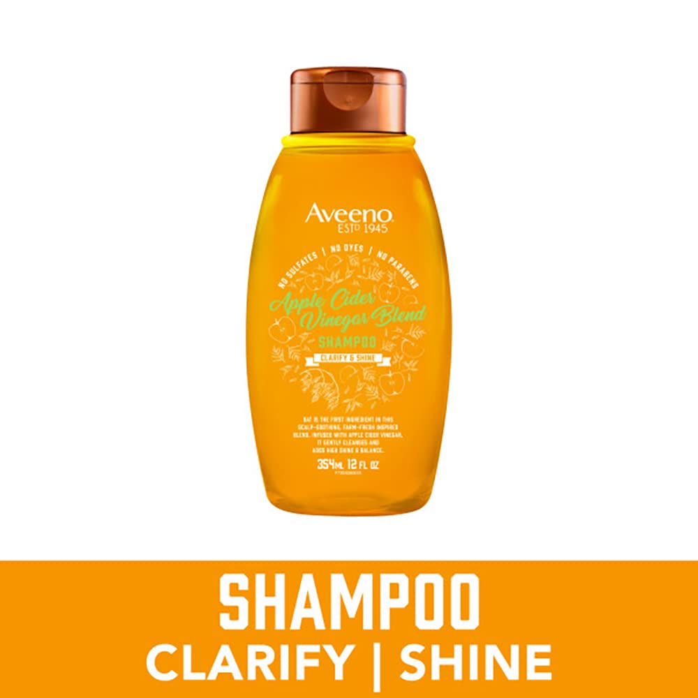 Aveeno Apple Cider Vinegar Shampoo +Conditioner for Balance &High Shine, Daily Clarifying &Soothing