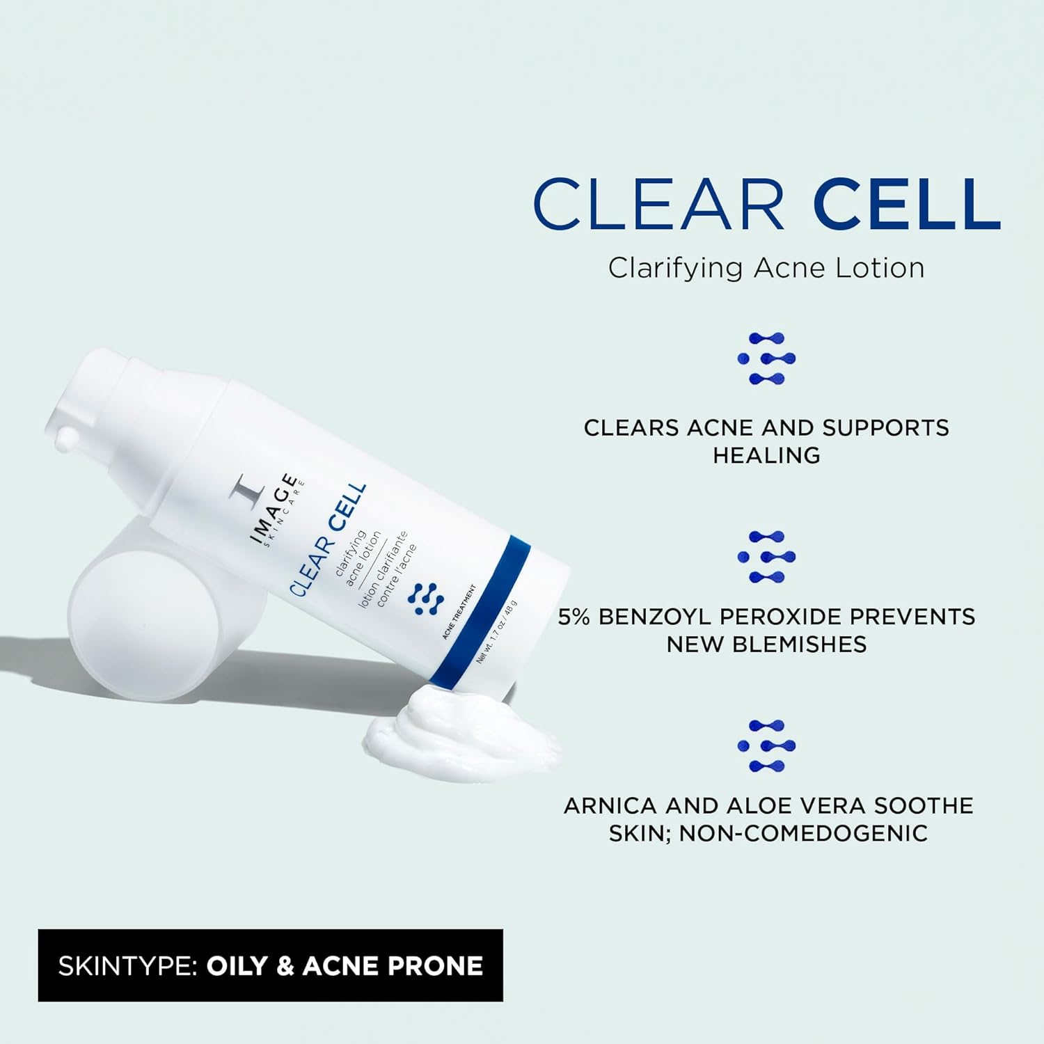 IMAGE Skincare, CLEAR CELL Clarifying Acne Lotion Treatment, with Benzoyl Peroxide, 1.7 oz
