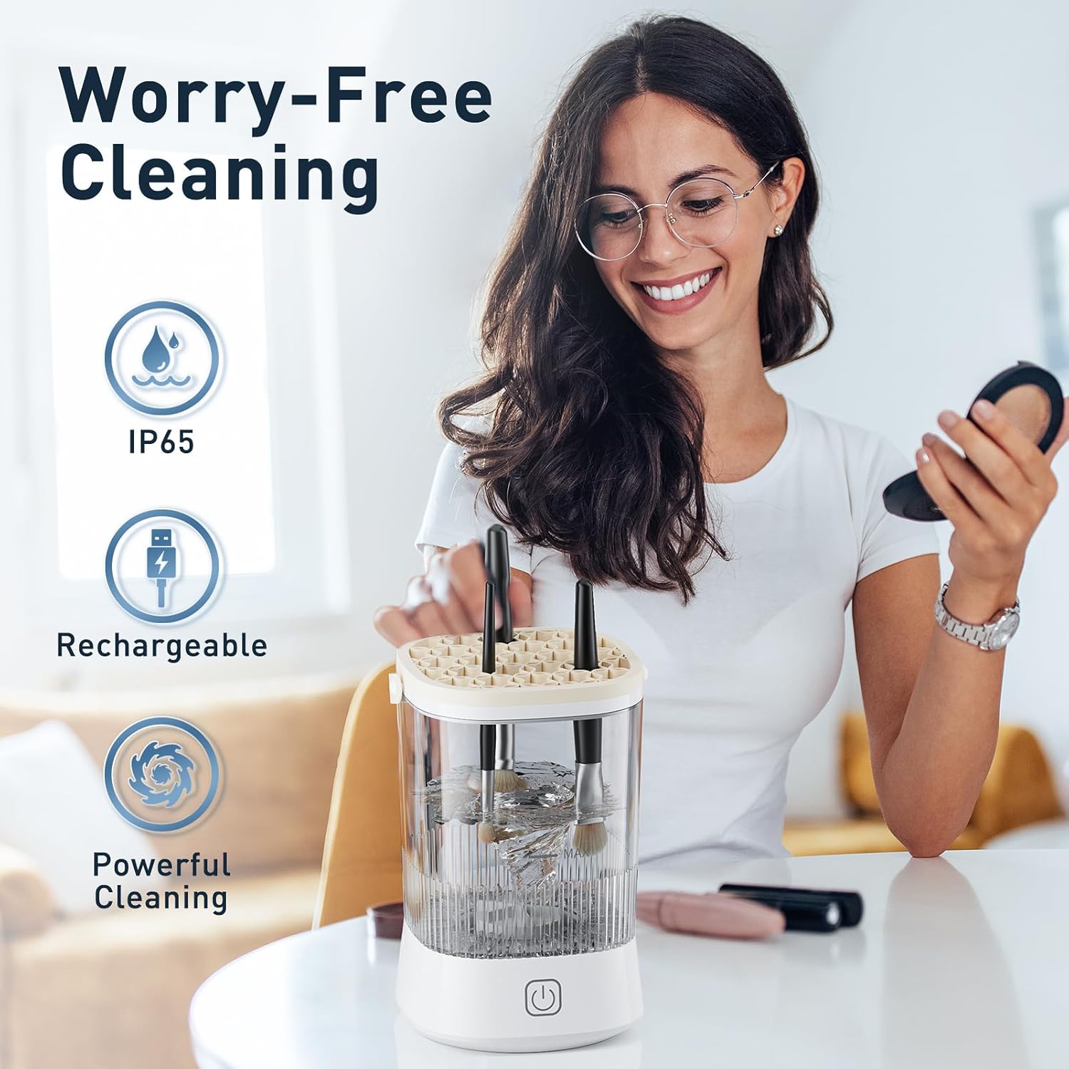 Electric Makeup Brush Cleaner - 9000 RPM, IP65 Waterproof Automatic Cleaner for Sponges &Brushes