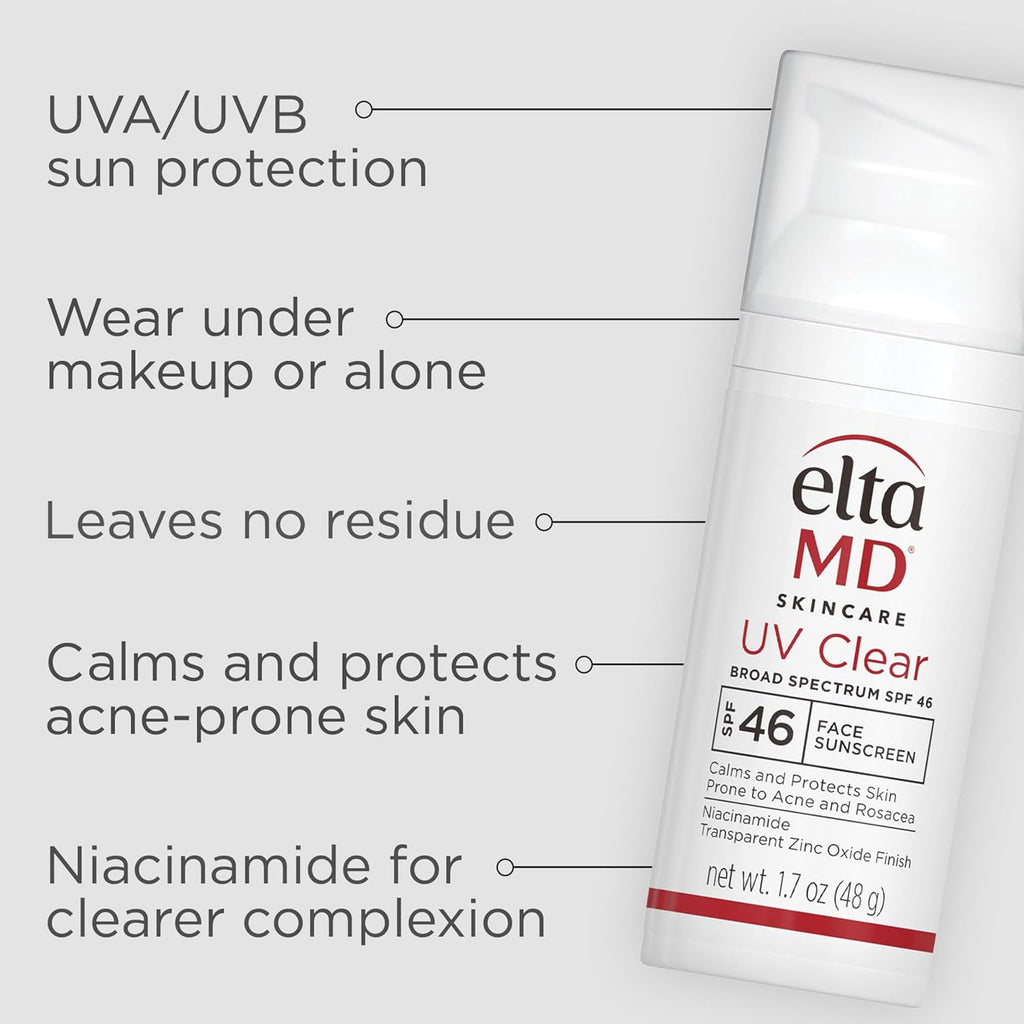 EltaMD UV Clear Face Sunscreen SPF 46, Oil Free for Face with Zinc Oxide, Dermatologist Recommended
