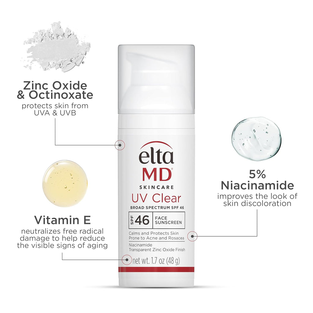EltaMD UV Clear Face Sunscreen SPF 46, Oil Free for Face with Zinc Oxide, Dermatologist Recommended