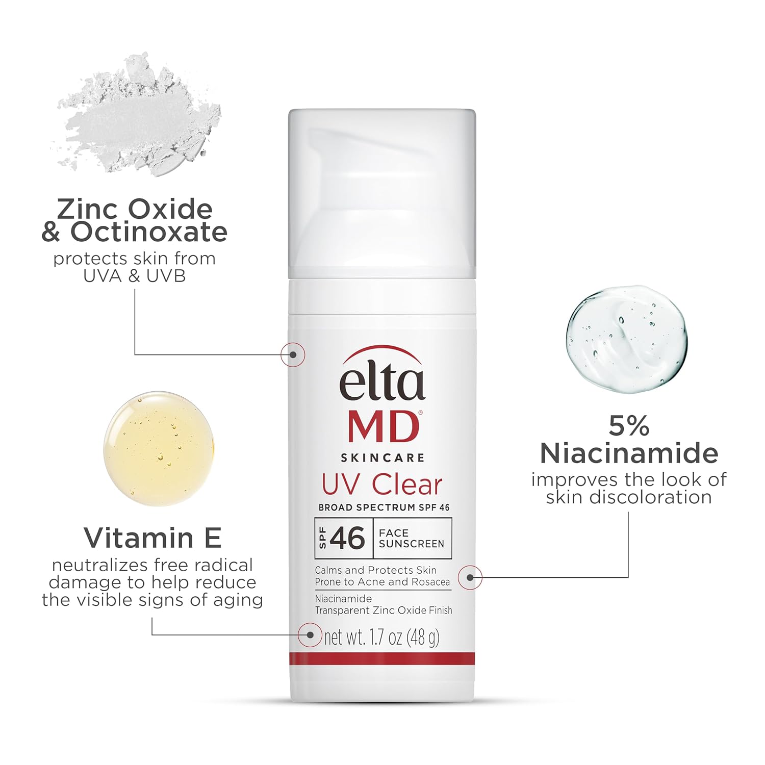 EltaMD UV Clear Face Sunscreen SPF 46, Oil Free for Face with Zinc Oxide, Dermatologist Recommended