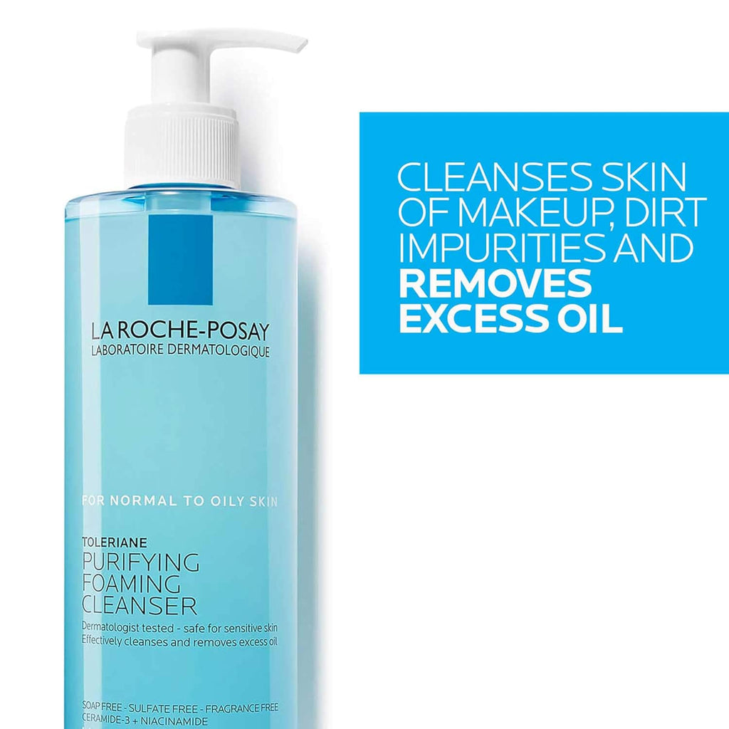 La Roche-Posay Toleriane Purifying Foaming Facial Cleanser, Niacinamide & Ceramides, Pore Cleanser