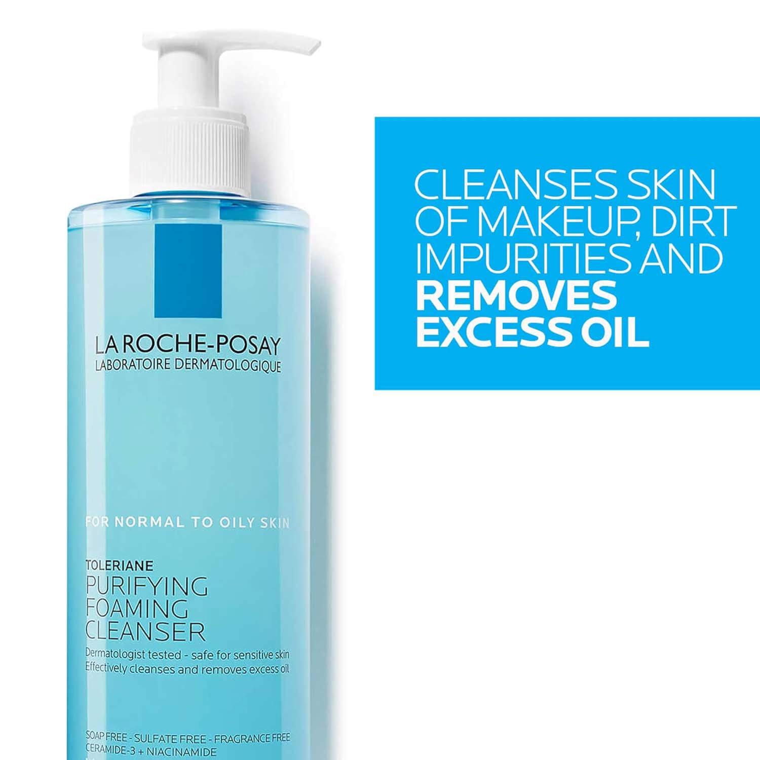 La Roche-Posay Toleriane Purifying Foaming Facial Cleanser, Niacinamide & Ceramides, Pore Cleanser