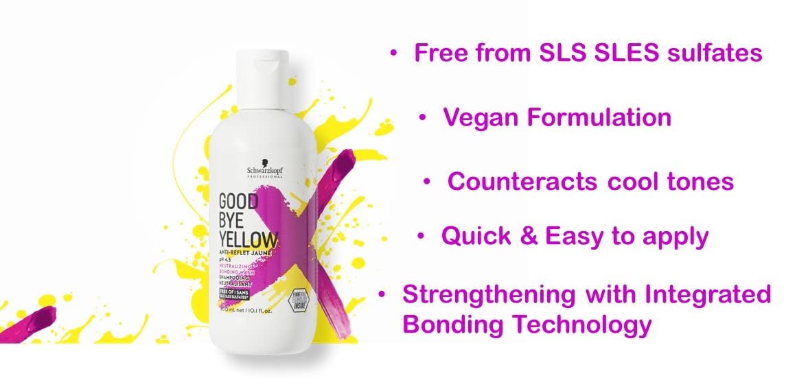 Goodbye Yellow Neutralizing Wash Shampoo – Color Balancing for Brassy and Yellow Tones – Cleansing
