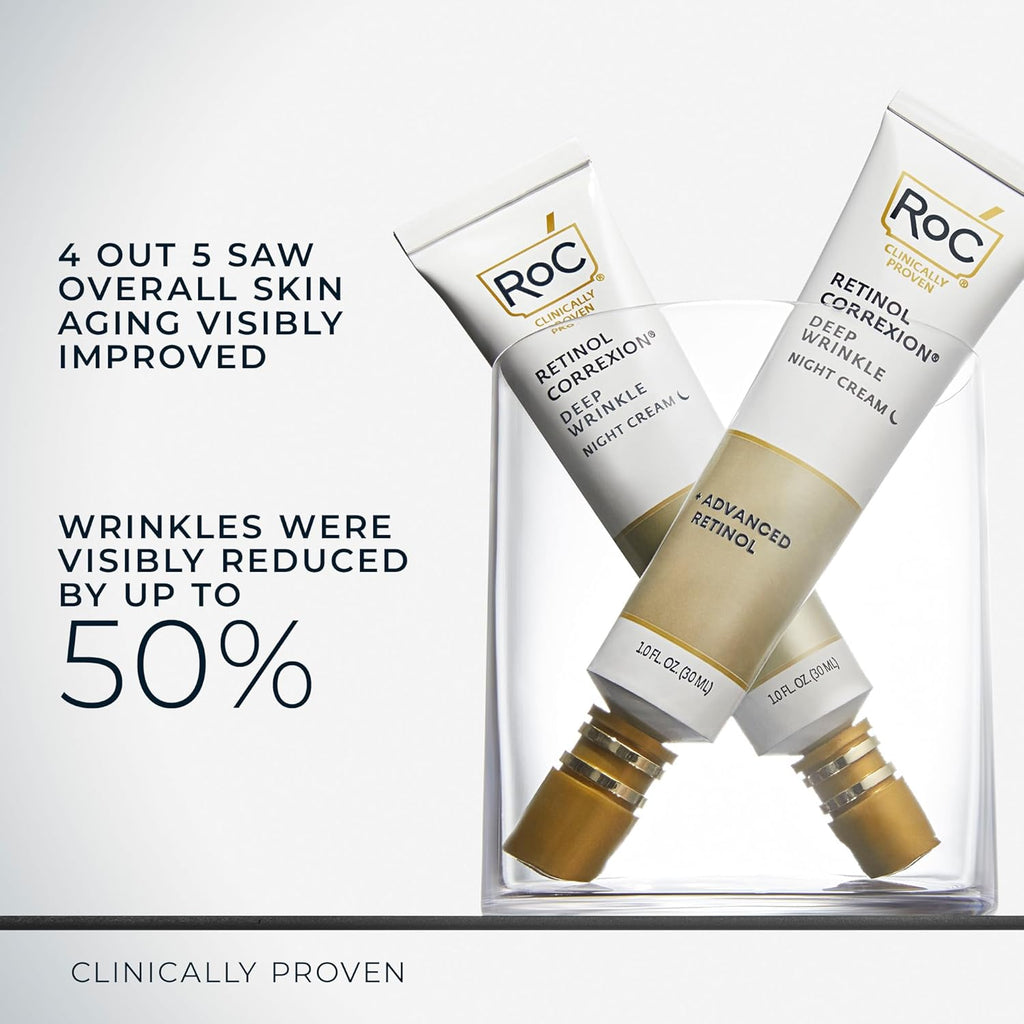 RoC Retinol Correxion Deep Wrinkle Anti-Aging Night Cream | Shea Butter, Glycolic Acid, Squalene