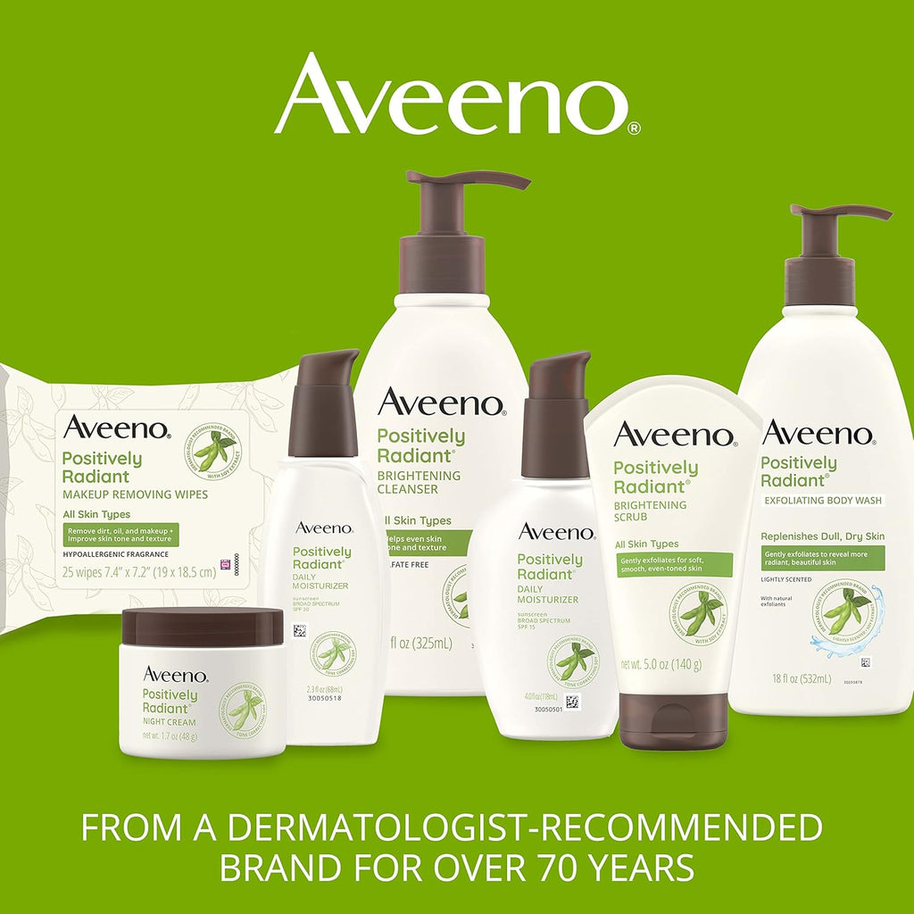 Aveeno Positively Radiant Daily Face Moisturizer with SPF 15 Sunscreen, Hydrating Soy Extract