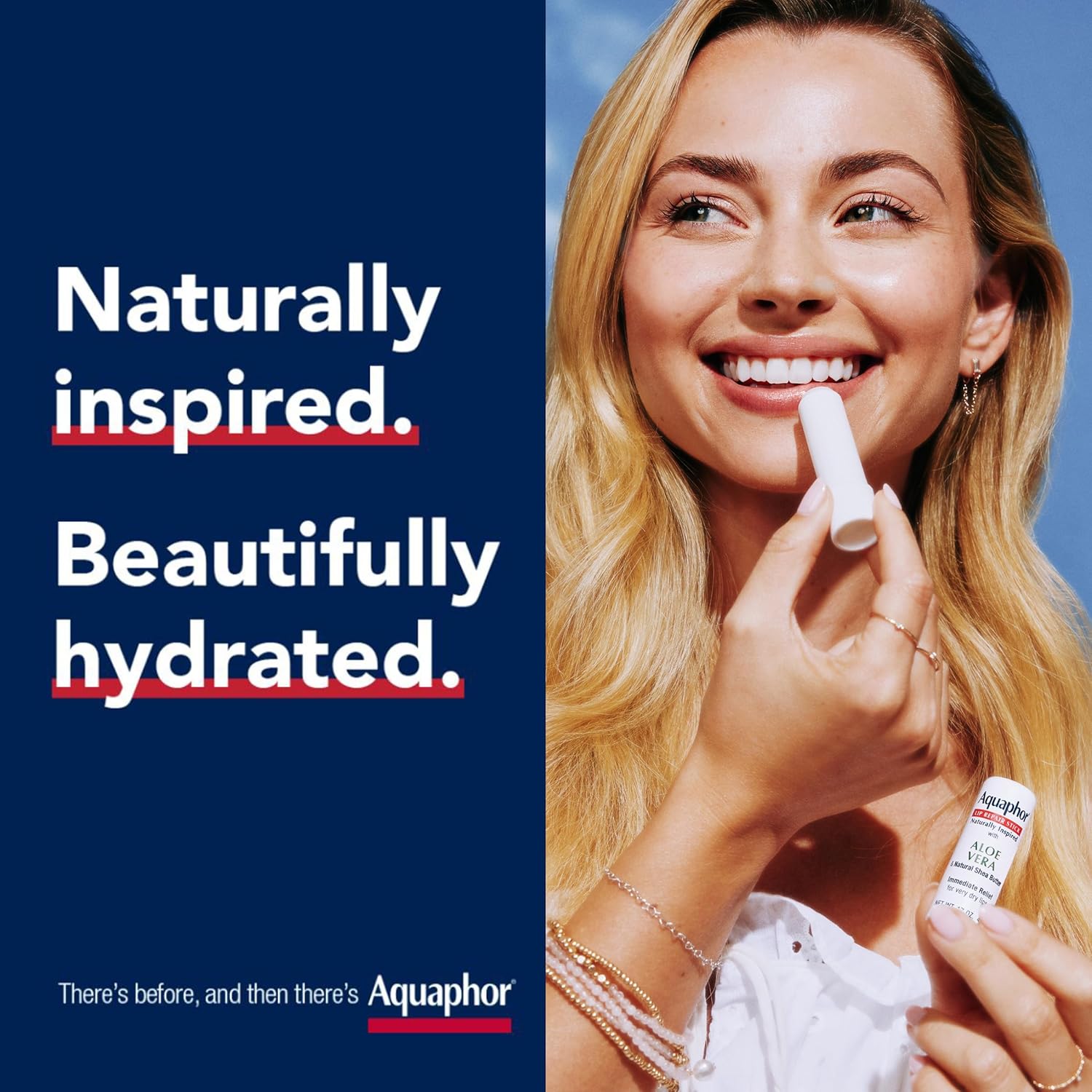 Aquaphor Naturally Inspired Lip Repair Stick with Aloe Vera and Natural Shea Butter, Hydrating Balm