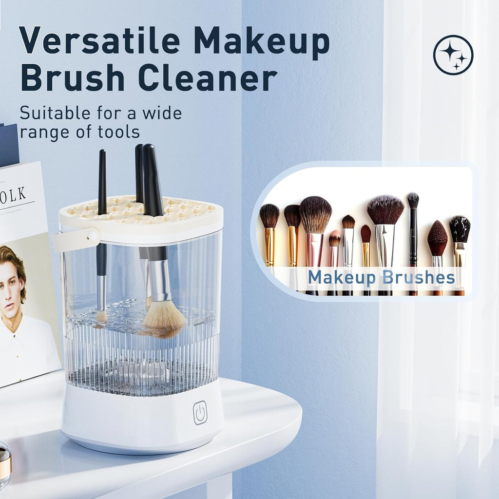 Electric Makeup Brush Cleaner - 9000 RPM, IP65 Waterproof Automatic Cleaner for Sponges &Brushes