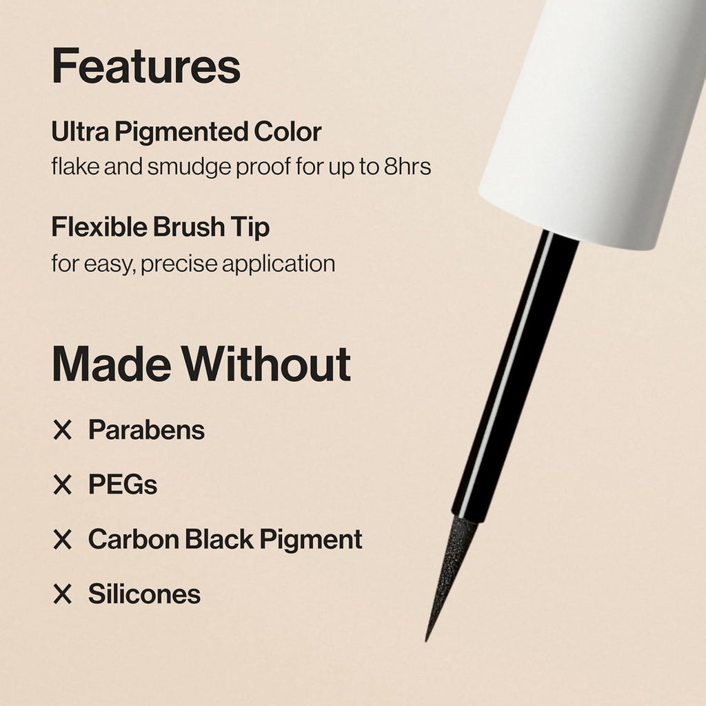 Honest Beauty Longlasting Liquid Eyeliner | Smudge+Flake Proof, Precise Application | Hypoallergenic