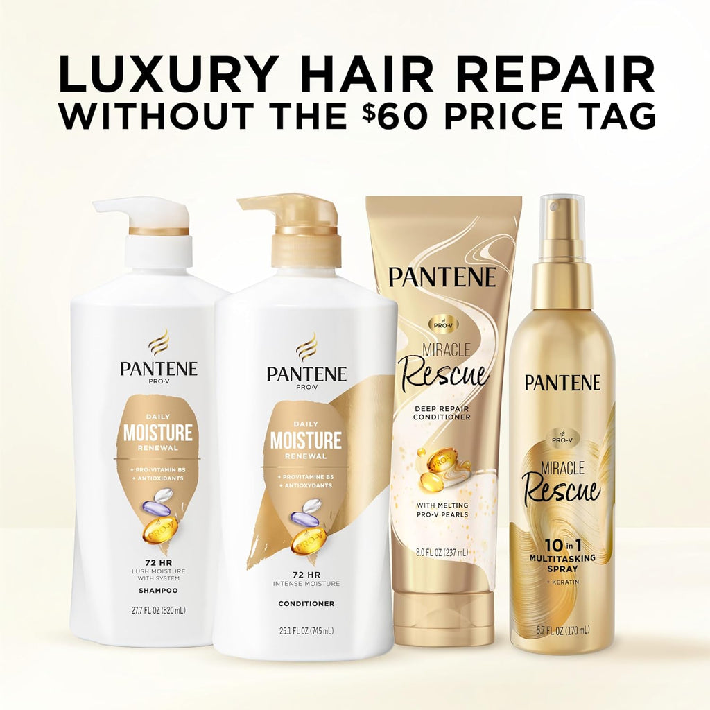 Pantene Shampoo & Conditioner Set, Daily Moisture Renewal - Pro-V Nutrients, +Miracle Rescue Shot