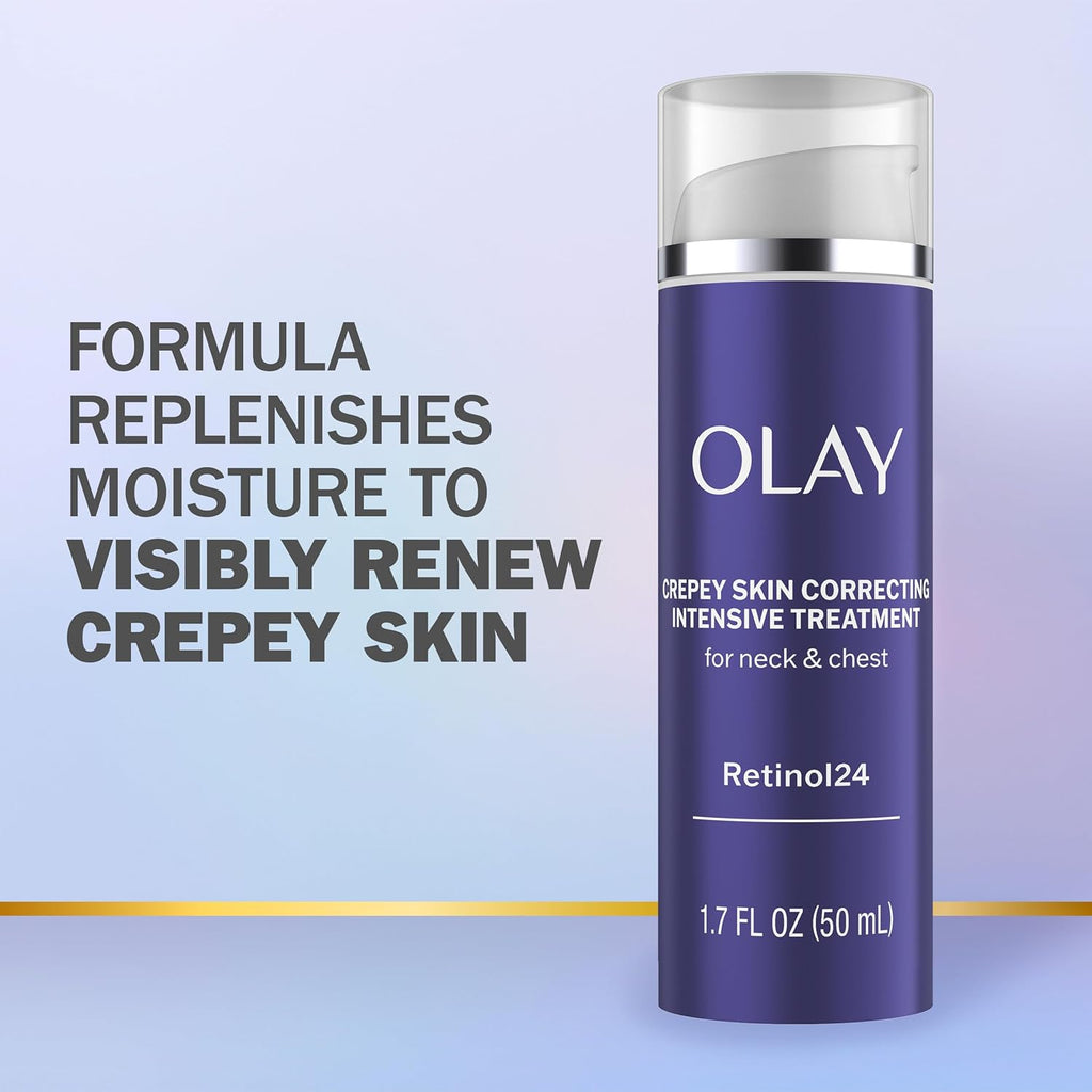 Olay Treatment Cream Intensive Crepey Skin Correcting for Neck & Chest with Retinol24, Vitamin B3