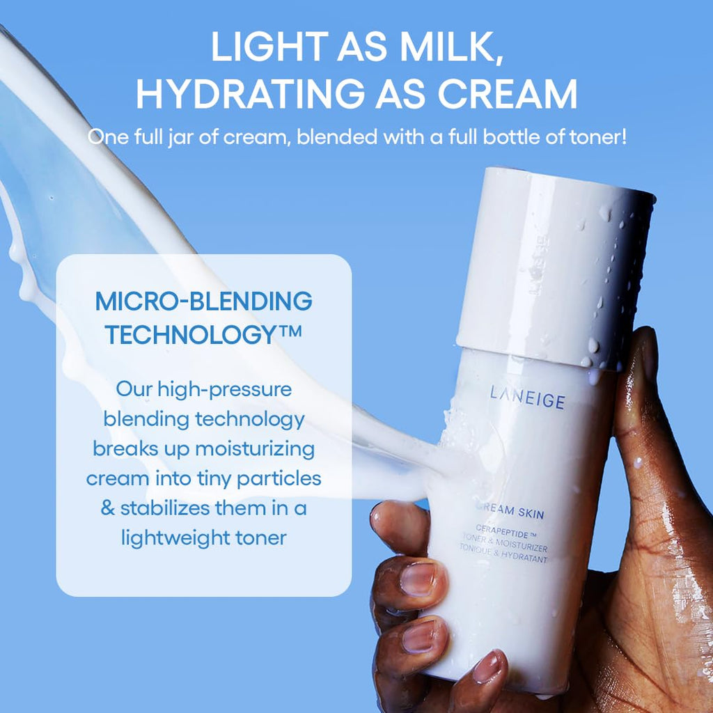LANEIGE Cream Skin Toner & Moisturizer: Lightweight Korean Milky Toner with Ceramide & Peptide