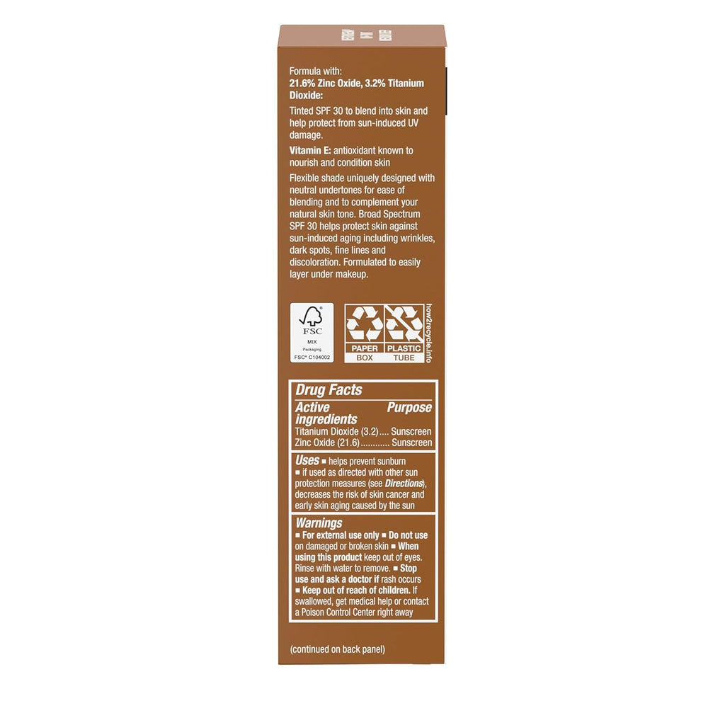 Neutrogena Purescreen+ Tinted Sunscreen for Face with SPF 30, Broad Spectrum Mineral with Vitamin E