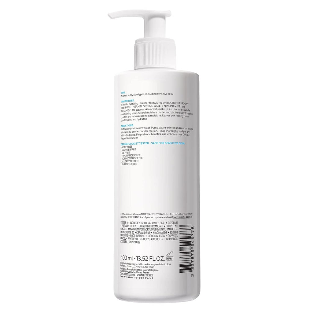 La Roche-Posay Toleriane Hydrating Gentle Facial Cleanser, Daily with Niacinamide and Ceramides